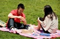 NYC: Asian Couple Having Picnic