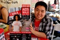 NYC: Asian Man with AIDS Walk Sign Royalty Free Stock Photo