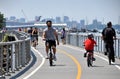 NYC: Bicyclists on Hudson River Bike Path Royalty Free Stock Photo