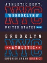 NYC Brooklyn athletic sport typography for t shirt print Royalty Free Stock Photo