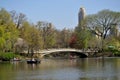 NYC: Central Park Boating Lake & Bow Bridge Royalty Free Stock Photo