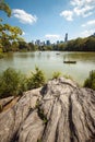 NYC Central Park lake portrait Royalty Free Stock Photo