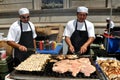 NYC: Chefs Grilling Meats at Festival Royalty Free Stock Photo