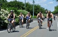 NYC: Cyclists on the West Side Bike Path Royalty Free Stock Photo