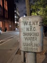 NYC drinking water sampling station on street sidewalk