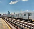 NYC Elevated Subway at 36 Avenue Platform in Queens, USA Royalty Free Stock Photo