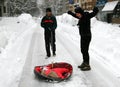 NYC: Family on Snowy Street