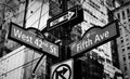 NYC Fifth Avenue Midtown Street New York City Black and White Street sign