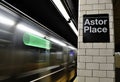NYC High Speed Subway Train Arrival Astor Place New York City So Ho Streets