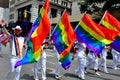 NYC: Marchers Carrying Rainbow Flags at Gay Pride Parade