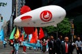 NYC: Marchers at Turkey Day Parade with Blimp