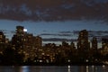 Skyline of the east side of midtown Manhattan at night Royalty Free Stock Photo