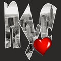 NYC New York Love inside text on black background