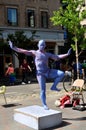 NYC: Painted Blue Dancer Performing Royalty Free Stock Photo