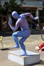 NYC: Painted Blue Dancer Performing Royalty Free Stock Photo