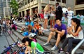 NYC: People Resting on Park Avenue Royalty Free Stock Photo