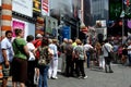 NYC: People Waiting on Line at TKTS Booth Royalty Free Stock Photo