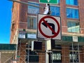 NYC prohibited left turn sign