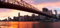 NYC Queensboro Bridge panorama Royalty Free Stock Photo