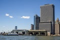 NYC's Lower Manhattan and the Staten Island Ferry Port on a beau Royalty Free Stock Photo