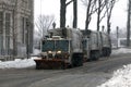 NYC Sanitation trucks plowing snow in the Bronx