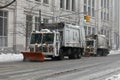 NYC Sanitation trucks plowing snow in the Bronx