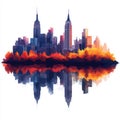 NYC Skyline Autumn Reflection Stunning Cityscape Royalty Free Stock Photo