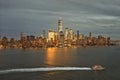 NYC skyline. Manhattan view from New Jersey, NYC skyscraper. Drone aerial view of New York City. Big Apple. NYC panorama Royalty Free Stock Photo