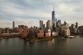 NYC skyline. Manhattan view from New Jersey, NYC skyscraper. Drone aerial view of New York City. Big Apple. NYC panorama Royalty Free Stock Photo