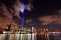 NYC skyline tribute lights Royalty Free Stock Photo