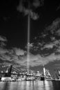 NYC skyline tribute lights Royalty Free Stock Photo