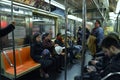 NYC Subway Car People Riding MTA Train Royalty Free Stock Photo