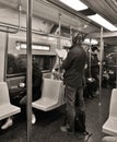 NYC Subway Lifestyle Passenger Commuting on Subway Train