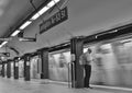 NYC Subway MTA Waiting for the Train on Subway Platform Black and White Image