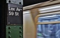 NYC Subway Sign Lexington Avenue Uptown Manhattan City Transit Train Arriving