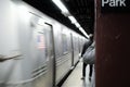 NYC Subway Taking the Train to Work Commuting Royalty Free Stock Photo