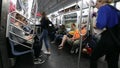 NYC Subway Train Commuter People Riding Subway Car to Work Crowded City Train MTA I