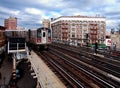 NYC Subway train riding through the Bronx