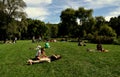 NYC: Sunbathing in Central Park Royalty Free Stock Photo