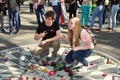 NYC: Teens at John Lennon Memorial Royalty Free Stock Photo