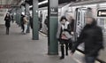 NYC 14th Street Train Station People Exiting Subway Train Doors Open