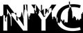 NYC typography slogan for ptint. Text and New York city silhouette