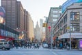 NYC/USA 02 JAN 2018 - People crossing the crosswalk on New York Street.