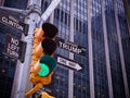 NEW YORK, JAN,20, 2017: NYC Wall street yellow traffic light black fake pointer guide One way green light to Donald Trump, 45th US Royalty Free Stock Photo