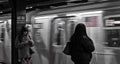 NYC Women Taking the Subway Train Port Authority City Commuting