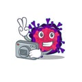 Nyctacovirus mascot design as a professional photographer with a camera Royalty Free Stock Photo