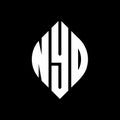 NYD circle letter logo design with circle and ellipse shape. NYD ellipse letters with typographic style. The three initials form a Royalty Free Stock Photo