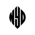 NYD circle letter logo design with circle and ellipse shape. NYD ellipse letters with typographic style. The three initials form a Royalty Free Stock Photo