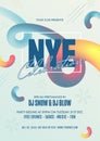 NYE Celebration Invitation, Flyer Design with Event Details on 3D Wave Abstract.