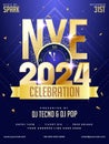 NYE (New Year Eve) 2024 Party Celebration Template Design with Time and Venue